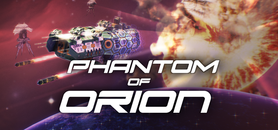 Phantom of Orion — a cloaked warship firing torpedoes past a burning wreck above a planet